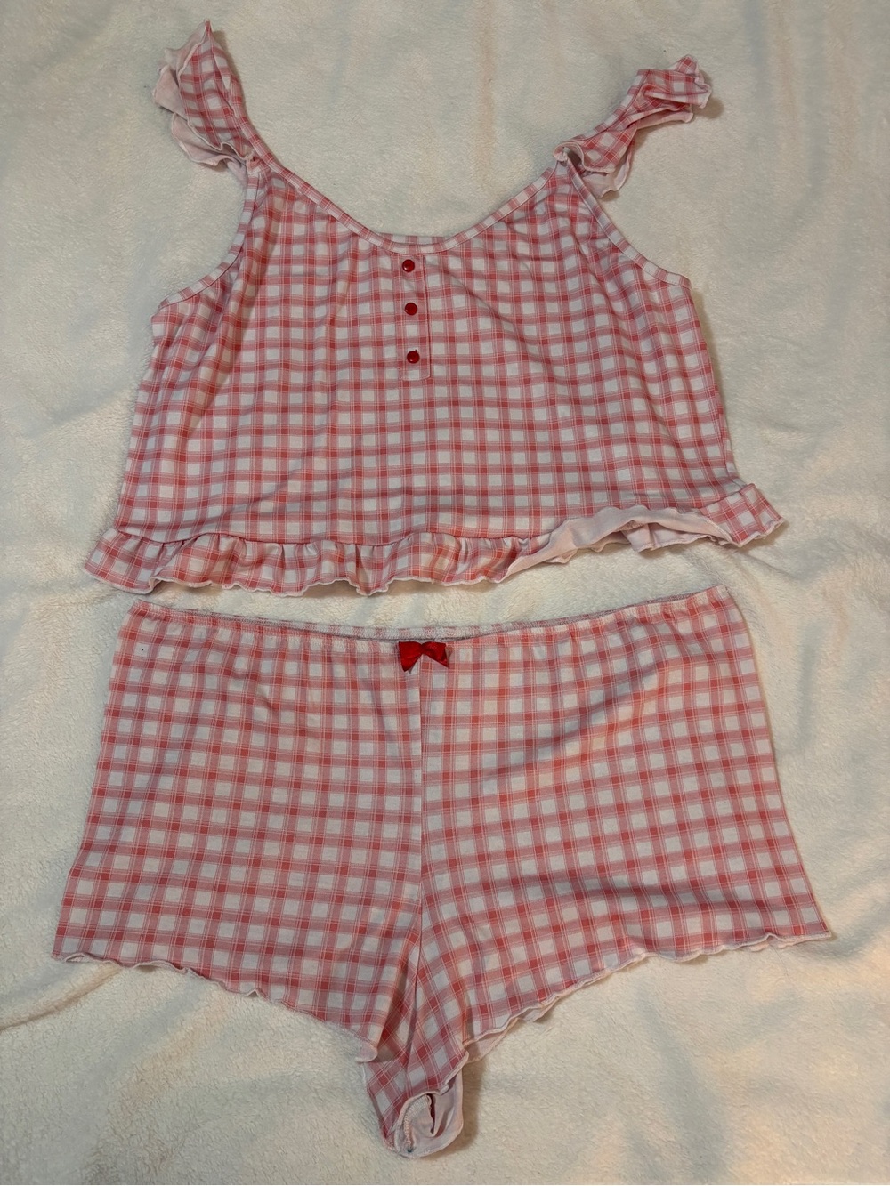 Pink Gingham Pajama Set - Two-Piece Sleepwear